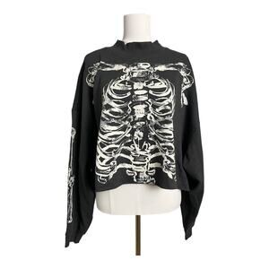 H&M Cropped Skeleton Goth Sweatshirt Fleece Pullover 4XL Plus Witchy Whimsigoth
